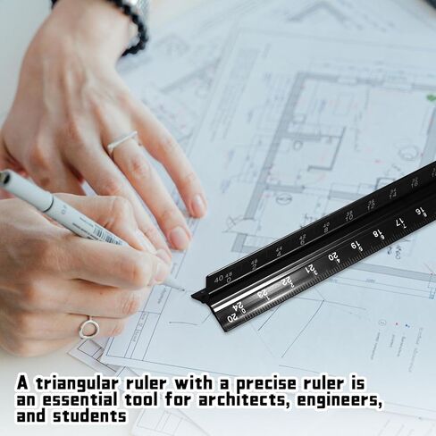 Biaungdo 2 Pack Engineer Scale Ruler, 12 Inch Solid Aluminum Triangular Drafting Tool, Laser-Etched Scales Ruler for Civil Engineer, Blue(1:10, 1:20, 1:30, 1:40, 1:50, 1:60) in Saudi Arabia