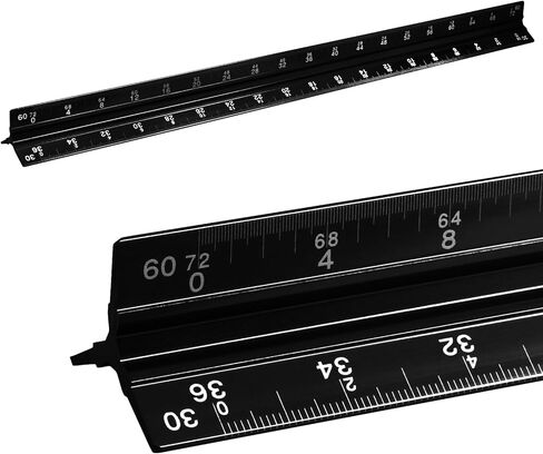 Biaungdo 2 Pack Engineer Scale Ruler, 12 Inch Solid Aluminum Triangular Drafting Tool, Laser-Etched Scales Ruler for Civil Engineer, Blue(1:10, 1:20, 1:30, 1:40, 1:50, 1:60) in Saudi Arabia