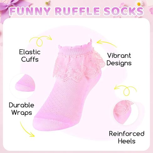جوارب Sockfun للأطفال المكشكشة، جوارب دانتيل مكشكشة لحديثي الولادة للفتيات الصغيرات in Saudi Arabia