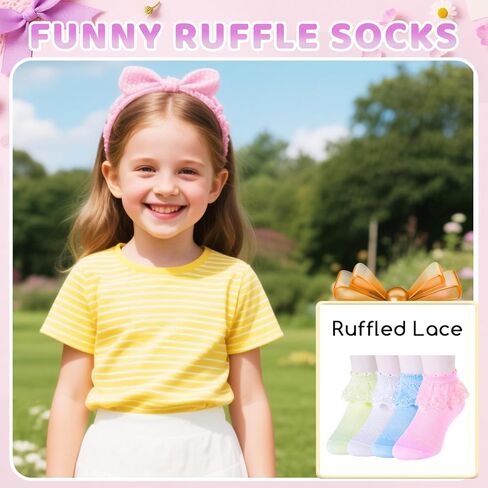 جوارب Sockfun للأطفال المكشكشة، جوارب دانتيل مكشكشة لحديثي الولادة للفتيات الصغيرات in Saudi Arabia