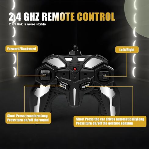 Rechargeable Transform Remote Control Spider Car, Black Transforming RC Robot Toy 1:18, One-Key Deformation, 360° Drifting Vehicle for Kids Ages 3-7 in Saudi Arabia