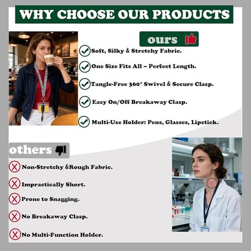 Stretchy Scrunchie Lanyard for ID Badges & Keys – with Silicone Pen Holder | Cute & Secure Scrunchie Lanyards for Teachers, Nurses, Women (Checkered) in Saudi Arabia