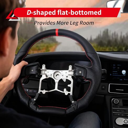 عجلة قيادة تويوتا أصلية تناسب 2010-2023 Toyota 4Runner، تناسب 2014-2021 Tundra، تناسب 2012-2023 Tacoma D على شكل عجلة قيادة جلدية مسطحة سوداء مثقوبة (بدون وظيفة ساخنة) in Kuwait