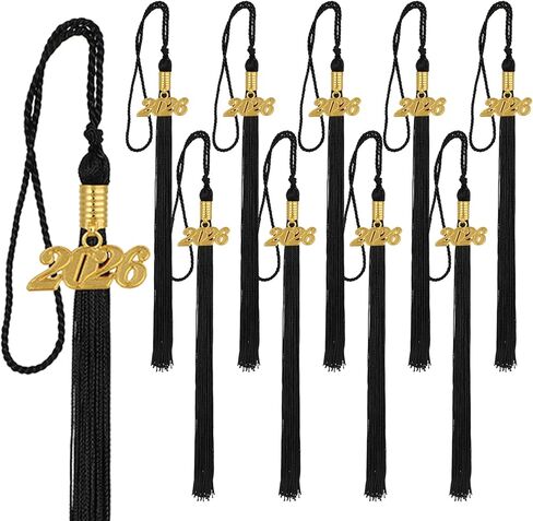 10 قطع من شرابات التخرج لعام 2026 مع دلايات سنة ذهبية لإكسسوارات قبعة التخرج (كستنائي) in Kuwait