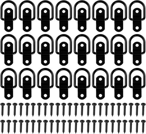 حلقات D مرساة مرساة 1/4 بوصة حلقات ربط مقطورة شديدة التحمل بسعة 2400 رطل، للمقطورة، سرير الشاحنة، دعامة الشحن، النقاط المغلقة، الالتقاط، العربة (أسود، 10 عبوات) in Kuwait