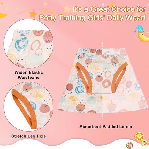 MooMoo Baby Girls Potty Training Underwear 2 Packs Cotto Diaper Skirt for Potty Training Absorbent in Kuwait