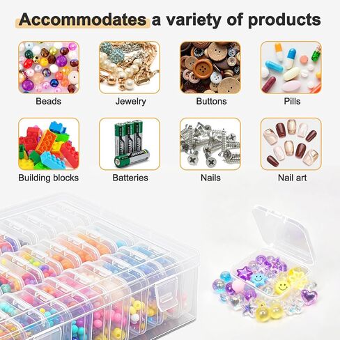 30 Pack Bead Organizer Box, Clear Plastic Storage Containers with Hinged Lids for Jewelry Making, Crafts, Beads, Small Parts Organization, Mini Craft Supply Cases in Saudi Arabia