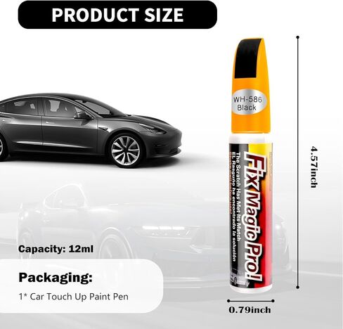Touch Up Paint for Cars,2-in-1 Car Paint Scratch Repair Pen with Brush & Nib for Quick Scratch Fixes,Multi-purpose Car Touch Up Paints Pen for Auto Body,Doors,Bumpers (Black) in Saudi Arabia