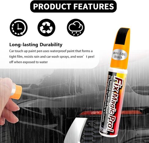 Touch Up Paint for Cars,2-in-1 Car Paint Scratch Repair Pen with Brush & Nib for Quick Scratch Fixes,Multi-purpose Car Touch Up Paints Pen for Auto Body,Doors,Bumpers (Black) in Saudi Arabia