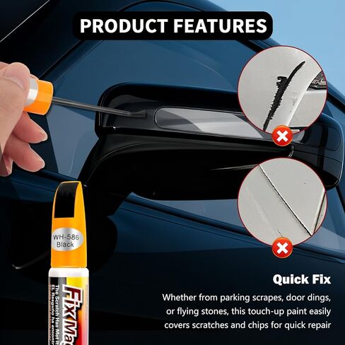 Touch Up Paint for Cars,2-in-1 Car Paint Scratch Repair Pen with Brush & Nib for Quick Scratch Fixes,Multi-purpose Car Touch Up Paints Pen for Auto Body,Doors,Bumpers (Black) in Saudi Arabia