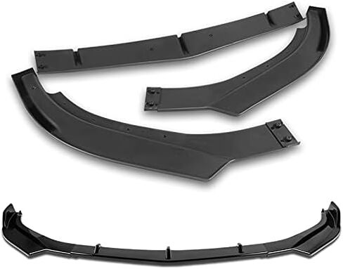 Stay-Tuned, 9PCS Sport-Style ABS Front Bumper Lip Spoiler Body Kit + Universal 86" x 4" Side Skirts, Compatible with 2017-2021 Alfa Romeo Giulia, Exterior Accessory (Painted Black) in Saudi Arabia