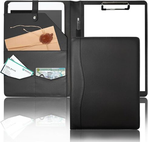 حافظة Padfolio Portfolio Binder، حافظة جلدية بمجلد الحافظة، حافظة أوراق فضفاضة مع غطاء مجلد بني مع جيوب، مجلد استئناف للأعمال المكتبية واجتماعات الرجال والنساء (A4، بني) in Kuwait