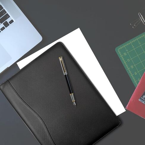 حافظة Padfolio Portfolio Binder، حافظة جلدية بمجلد الحافظة، حافظة أوراق فضفاضة مع غطاء مجلد بني مع جيوب، مجلد استئناف للأعمال المكتبية واجتماعات الرجال والنساء (A4، بني) in Kuwait