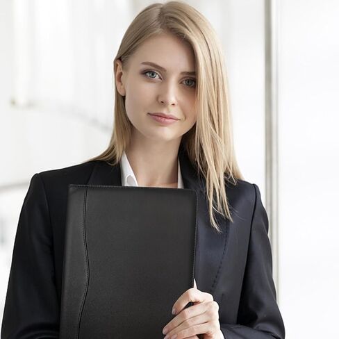حافظة Padfolio Portfolio Binder، حافظة جلدية بمجلد الحافظة، حافظة أوراق فضفاضة مع غطاء مجلد بني مع جيوب، مجلد استئناف للأعمال المكتبية واجتماعات الرجال والنساء (A4، بني) in Kuwait