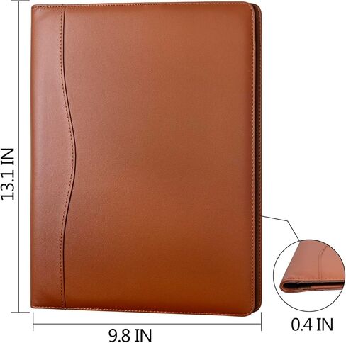 حافظة Padfolio Portfolio Binder، حافظة جلدية بمجلد الحافظة، حافظة أوراق فضفاضة مع غطاء مجلد بني مع جيوب، مجلد استئناف للأعمال المكتبية واجتماعات الرجال والنساء (A4، بني) in Kuwait