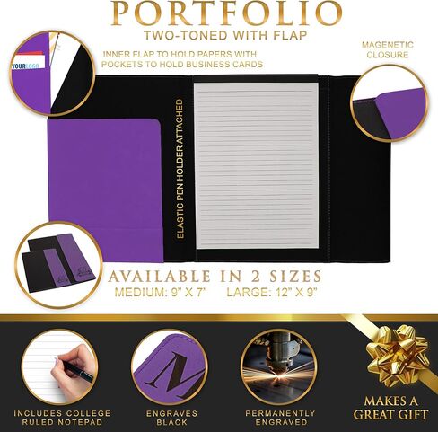 My Personal Memories Customized Canvas Portfolio - Customized and Monogrammed Notepad, Padfolio, Business, Student, Teacher, Gift (Purple Flap) in Saudi Arabia