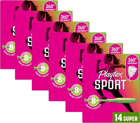 Playtex Sport Tampons, Super Absorbency, Fragrance-Free Tampons - 84ct (6 Packs of 14ct) in Kuwait