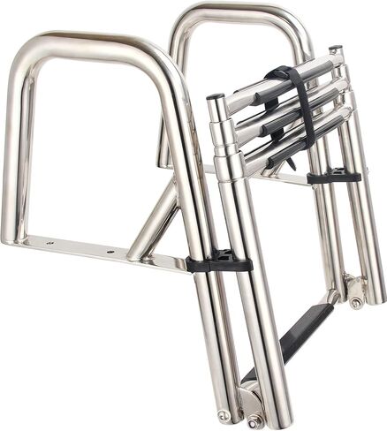 سلم قارب عائم بـ 4 خطوات، سلم خلفي قابل للطي من الفولاذ المقاوم للصدأ قابل للطي، سلم داخلي عالي التحمل مخصص للسباحة مع سلم درابزين يدوي بدواسة (سلم ذو 4 خطوات) in Kuwait