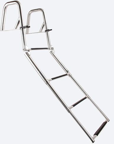 سلم قارب عائم بـ 4 خطوات، سلم خلفي قابل للطي من الفولاذ المقاوم للصدأ قابل للطي، سلم داخلي عالي التحمل مخصص للسباحة مع سلم درابزين يدوي بدواسة (سلم ذو 4 خطوات) in Kuwait