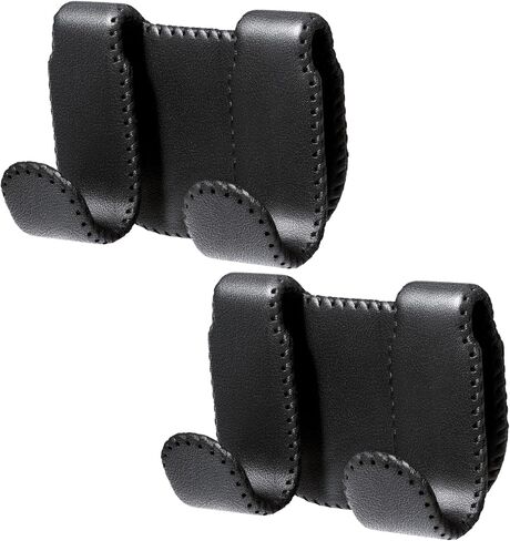 خطافات مقعد السيارة لسيارة Tesla Model Y (Juniper) موديل 3 (Highland)، مغلفة بالجلد مع قلب من الفولاذ المقاوم للصدأ وخياطة يدوية، حامل حقيبة شماعات للمحفظة، منظمات ظهر مقعد السيارة (أسود - عبوتان) in Kuwait