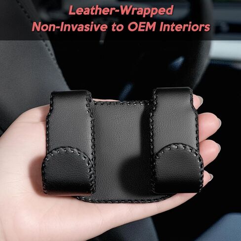 خطافات مقعد السيارة لسيارة Tesla Model Y (Juniper) موديل 3 (Highland)، مغلفة بالجلد مع قلب من الفولاذ المقاوم للصدأ وخياطة يدوية، حامل حقيبة شماعات للمحفظة، منظمات ظهر مقعد السيارة (أسود - عبوتان) in Kuwait