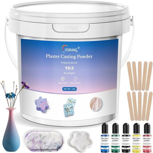 Plaster Casting Powder 1000G/35 OZ, Water Activated Fast Curing Plaster Casting Powder, 20-30 Minutes Demold, Easy Mixing & Beginners Friendly Casting Powder for Resin Molds, Crafts & DIY Art in Saudi Arabia