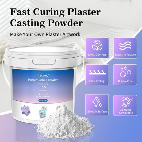 Plaster Casting Powder 1000G/35 OZ, Water Activated Fast Curing Plaster Casting Powder, 20-30 Minutes Demold, Easy Mixing & Beginners Friendly Casting Powder for Resin Molds, Crafts & DIY Art in Saudi Arabia
