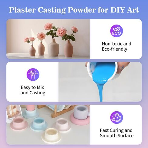 Plaster Casting Powder 1000G/35 OZ, Water Activated Fast Curing Plaster Casting Powder, 20-30 Minutes Demold, Easy Mixing & Beginners Friendly Casting Powder for Resin Molds, Crafts & DIY Art in Saudi Arabia
