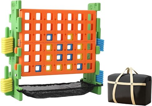 SDADI Giant 4-in-a-Row Game Set, Block-Style Connect Game with Adjustable Height & Tool-Free Assembly, Portable Family Yard Game for Indoor & Outdoor Fun (Cream) in Saudi Arabia