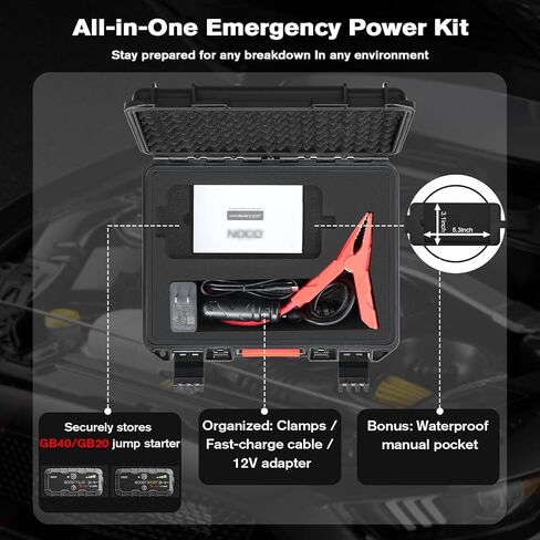 Case for NOCO Boost GB40 GB20 – Waterproof Hard Storage Box for 1000A UltraSafe Jump Starter | Battery Pack Fast Car Charger Accessories | Portable Protective Storage for Drivers Road Trips Emergency in Saudi Arabia