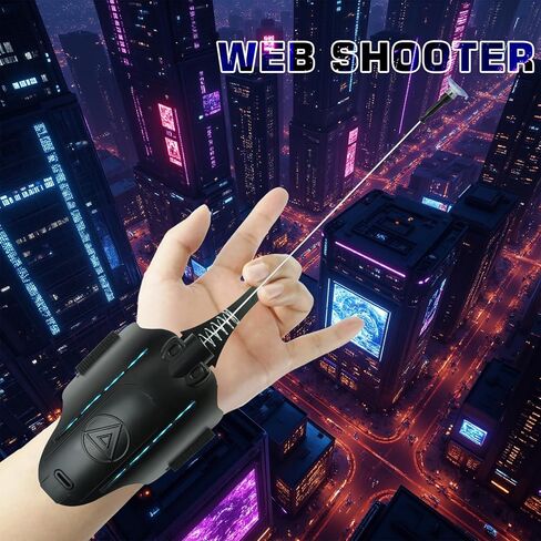 قاذفة شبكة عنكبوت LED مطورة من SUIZU 2.0 مع حركة حبل عن بعد وتوهج - لعبة عرض شبكة العنكبوت للبطل الخارق، مثالية للقتال على شبكة العنكبوت ولعب الأدوار (إصدار LED) in Kuwait