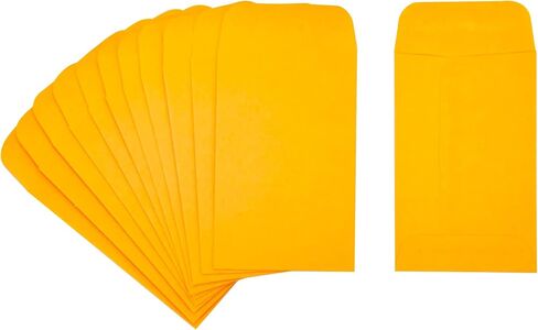100 Piece Coin Envelopes 2.25" x 3.5" with Gummed Flap, Small Parts Envelope for Home and Office Use (Yellow -100) in Saudi Arabia