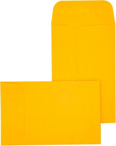 100 Piece Coin Envelopes 2.25" x 3.5" with Gummed Flap, Small Parts Envelope for Home and Office Use (Yellow -100) in Saudi Arabia