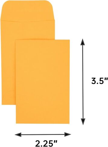 100 Piece Coin Envelopes 2.25" x 3.5" with Gummed Flap, Small Parts Envelope for Home and Office Use (Yellow -100) in Saudi Arabia