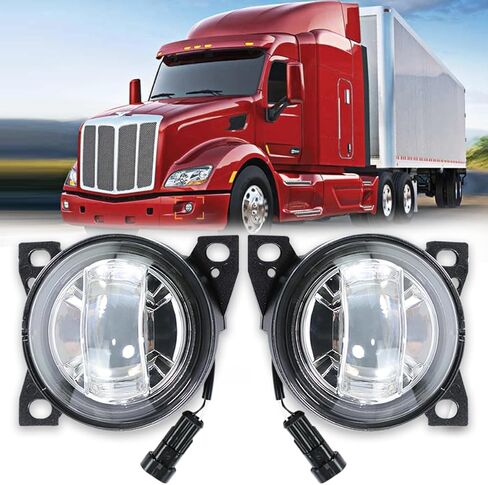 مجموعة مصابيح الضباب LED مناسبة لـ Peterbilt 579(2013-2022)، Peterbilt 587(2013-2022)، Kenworth T660(2013-2021) سائق مصباح الضباب وشاحنة نصف جانبية للركاب (أبيض) in Kuwait