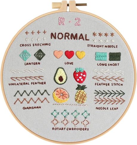 PALUPJEF Embroidery kit for beginnerand Needlework Kit for Adults, 4 Hoop Set to Learn 38 Stitches with Pre-Stamped Patterns, Complete Starter Kit with Instructions, DIY Gift for Women in Saudi Arabia