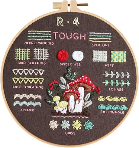 PALUPJEF Embroidery kit for beginnerand Needlework Kit for Adults, 4 Hoop Set to Learn 38 Stitches with Pre-Stamped Patterns, Complete Starter Kit with Instructions, DIY Gift for Women in Saudi Arabia