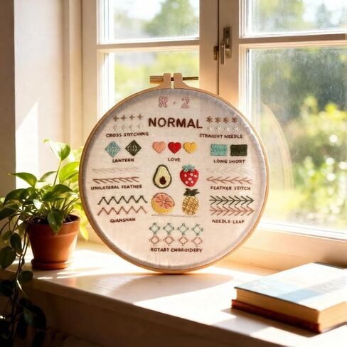 PALUPJEF Embroidery kit for beginnerand Needlework Kit for Adults, 4 Hoop Set to Learn 38 Stitches with Pre-Stamped Patterns, Complete Starter Kit with Instructions, DIY Gift for Women in Saudi Arabia