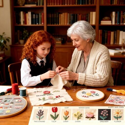 PALUPJEF Embroidery kit for beginnerand Needlework Kit for Adults, 4 Hoop Set to Learn 38 Stitches with Pre-Stamped Patterns, Complete Starter Kit with Instructions, DIY Gift for Women in Saudi Arabia