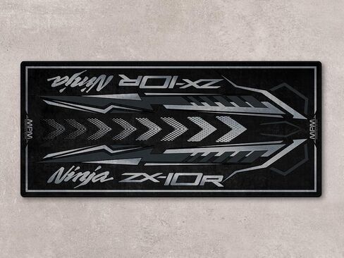 سجادة ركن السيارة من ويبيرت لموديلات الدراجات النارية من سلسلة نينجا ZX-10R، سجادة للعرض والحفرة، مرآب غير قابل للانزلاق قابل للغسل، سجادة أرضية صالة العرض، سجادة (ZX-10R أسود، مقاس 1: 86.6 × 39.4/220 × 100 سم) in Kuwait