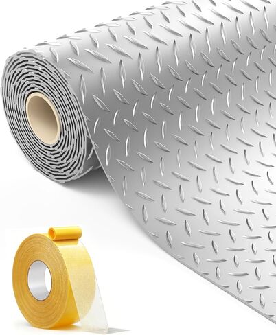 سجادة أرضية المرآب مقاس 8 × 20 قدم، لفة أرضية من الراتنج PVC الفاخر بسمك 2.8 مم | شديدة التحمل ومتينة | واقي لوحة ماسية للسيارة، وسيارات الدفع الرباعي، والبيك اب، والمقطورة، وصالة الألعاب الرياضية والطابق السفلي (فضي) in Kuwait