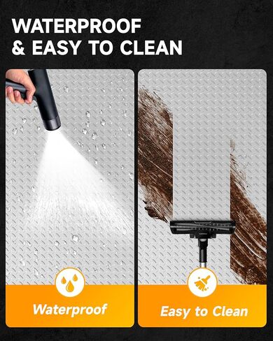 سجادة أرضية المرآب مقاس 8 × 20 قدم، لفة أرضية من الراتنج PVC الفاخر بسمك 2.8 مم | شديدة التحمل ومتينة | واقي لوحة ماسية للسيارة، وسيارات الدفع الرباعي، والبيك اب، والمقطورة، وصالة الألعاب الرياضية والطابق السفلي (فضي) in Kuwait