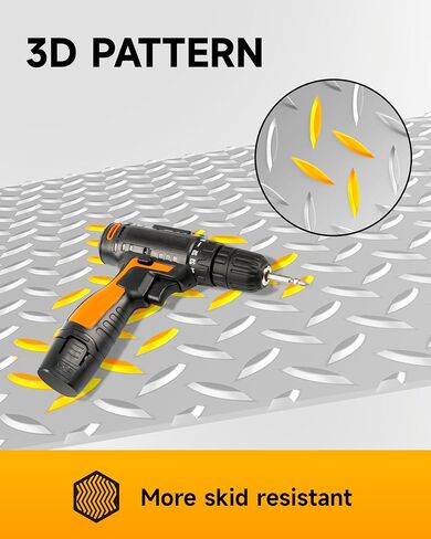 سجادة أرضية المرآب مقاس 8 × 20 قدم، لفة أرضية من الراتنج PVC الفاخر بسمك 2.8 مم | شديدة التحمل ومتينة | واقي لوحة ماسية للسيارة، وسيارات الدفع الرباعي، والبيك اب، والمقطورة، وصالة الألعاب الرياضية والطابق السفلي (فضي) in Kuwait