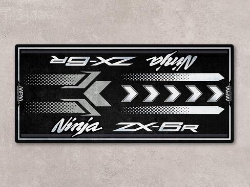 سجادة دراجة نارية MPM لـ ZX-6R قابلة للغسل وغير قابلة للانزلاق ومقاومة للزيت والماء في المرآب وصالة العرض والعمل | أسود معدني مسطح - أبنوسي - مقاس 1: 86.6 × 39.4/220 × 100 سم in Kuwait