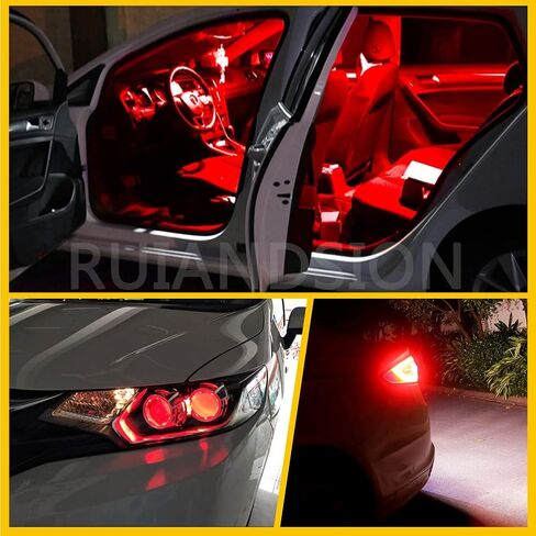 Ruiandsion T10 W5W 194 مصابيح هالوجين 168 2825 أبيض دافئ 12 فولت أضواء لوحة القيادة لخريطة القبة الداخلية، غير قطبية (عبوة من 10) in Saudi Arabia