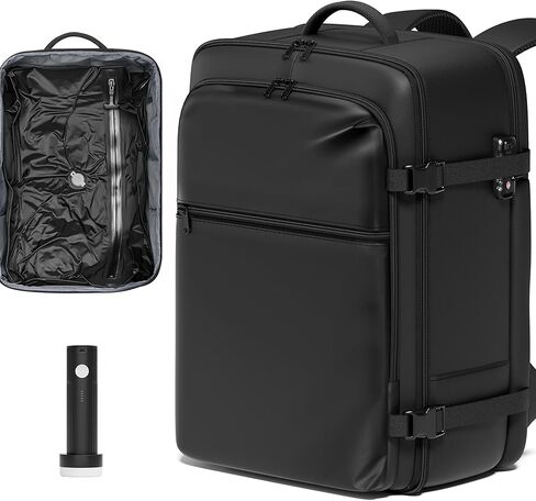 حقيبة ظهر SUOCO للسفر مع مضخة كهربائية محمولة، حقيبة ظهر للسفر بختم ضغط بسعة 60 لتر مع نظام تفريغ الهواء، حقيبة أمتعة للسفر، أسود in Kuwait