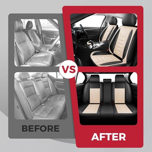 أغطية مقاعد السيارة FREESOO أمامية فقط قطعتين، غطاء واقي لمقعد السائق من الجلد متوافق مع جميع أنحاء العالم لسيارة سيدان SUV بيك اب شاحنة فان (أسود 8-2 قطعة) in Kuwait