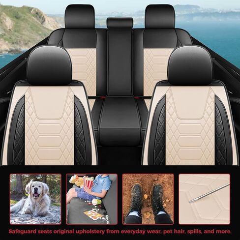 أغطية مقاعد السيارة FREESOO أمامية فقط قطعتين، غطاء واقي لمقعد السائق من الجلد متوافق مع جميع أنحاء العالم لسيارة سيدان SUV بيك اب شاحنة فان (أسود 8-2 قطعة) in Kuwait