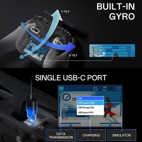 وحدة تحكم راديو RADIOMASTER TX15 Max 3.5 بوصة IPS تعمل باللمس ExpressLRS مع ميكروفون جيروسكوبي مدمج AG02 CNC Hall Gimbal (وضع FCC أحمر 2 مع 6200 مللي أمبير في الساعة) in Saudi Arabia