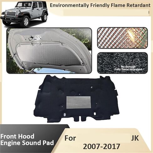 متوافق مع Wrangler JK 2007 ~ 2017 غطاء قطني غطاء أمامي للمحرك وسادة عزل الصوت والحريق ملحقات السيارة (النمط أ) in Kuwait